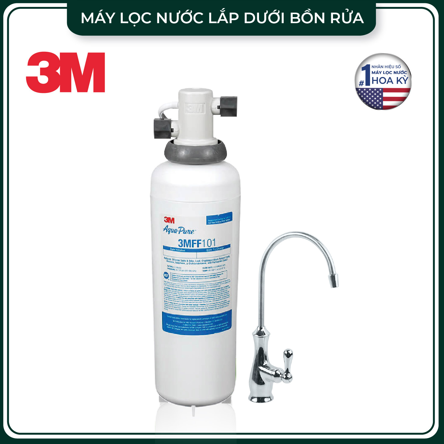 Máy Lọc Nước Lắp Dưới Bồn Rửa 3M FF100 Kèm Vòi 3M