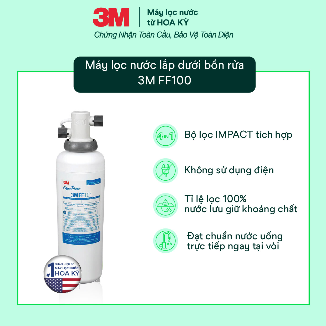 Máy Lọc Nước 3M FF100 Không Kèm Vòi