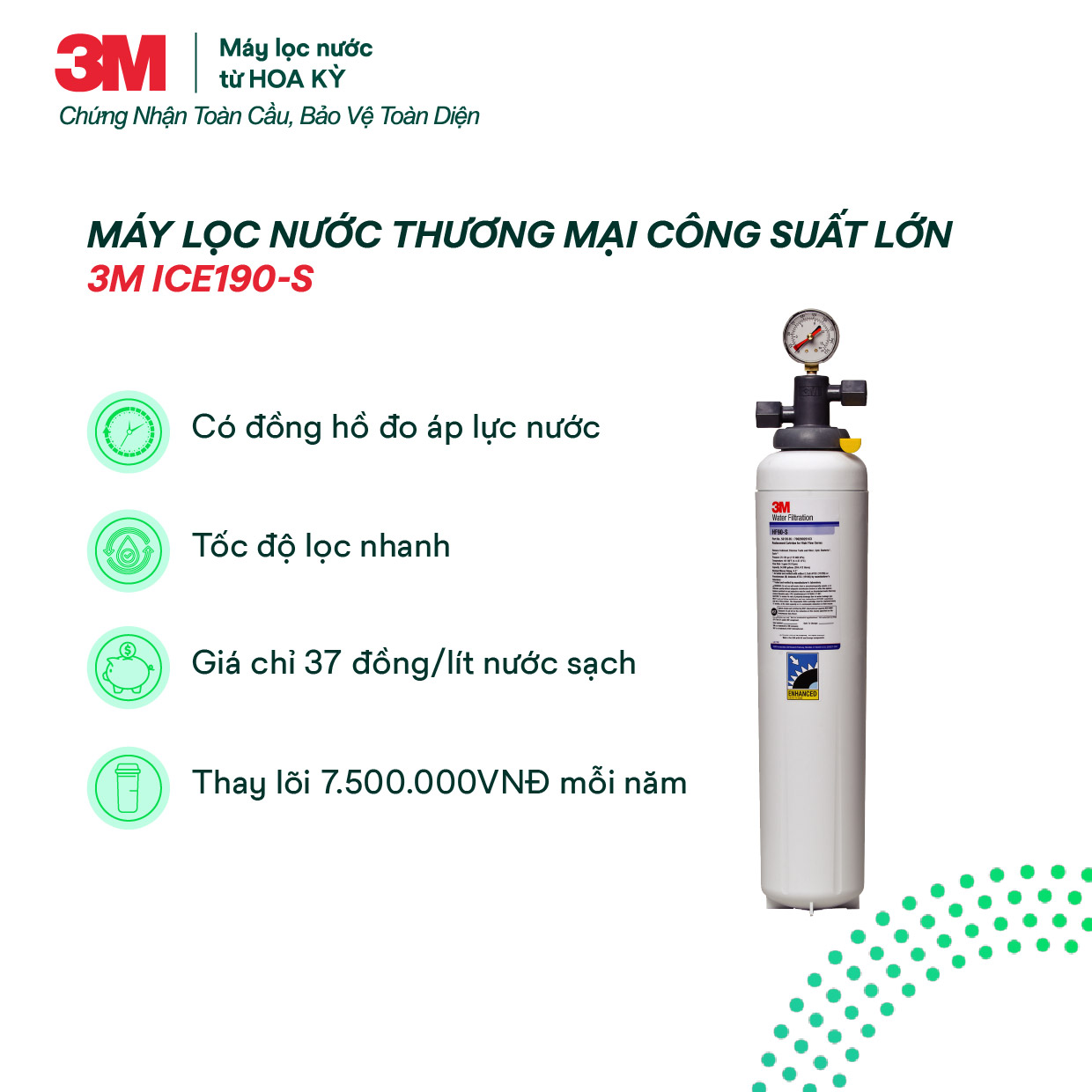 Máy Lọc Nước Công Suất Lớn Dành Cho Thương Mại 3M ICE190-S