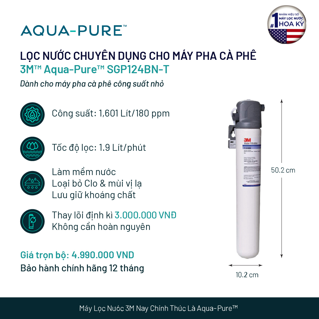 Máy Lọc Nước Chuyên Dụng Cho Máy Pha Cà Phê 3M SGP124BN-T