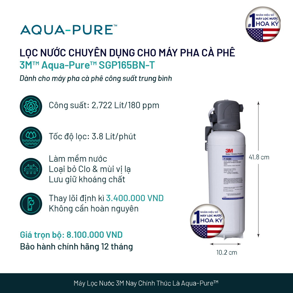Máy Lọc Nước Chuyên Dụng Cho Máy Pha Cà Phê 3M SGP165BN-T