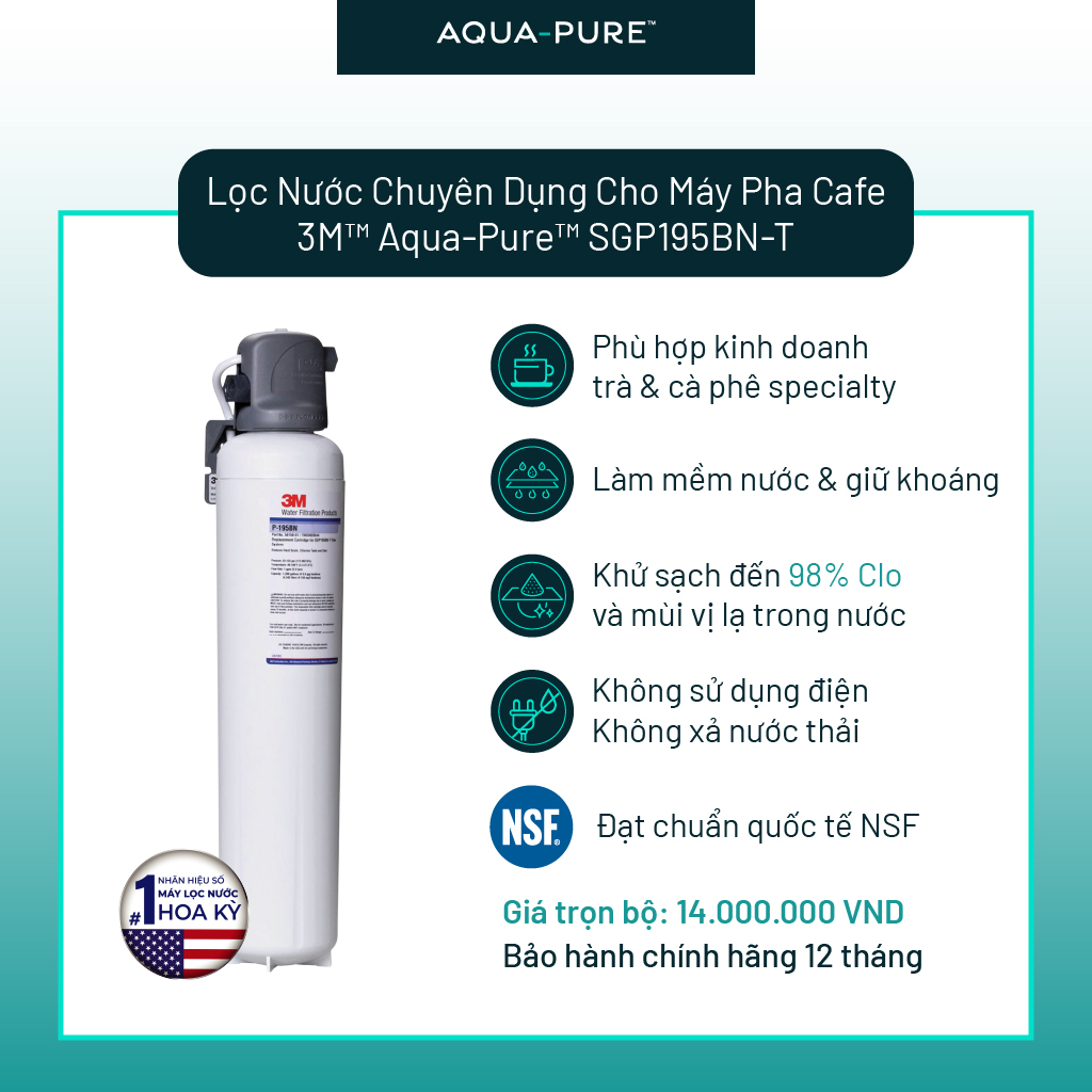 Máy Lọc Nước Chuyên Dụng Cho Máy Pha Cà Phê 3M SGP195BN-T