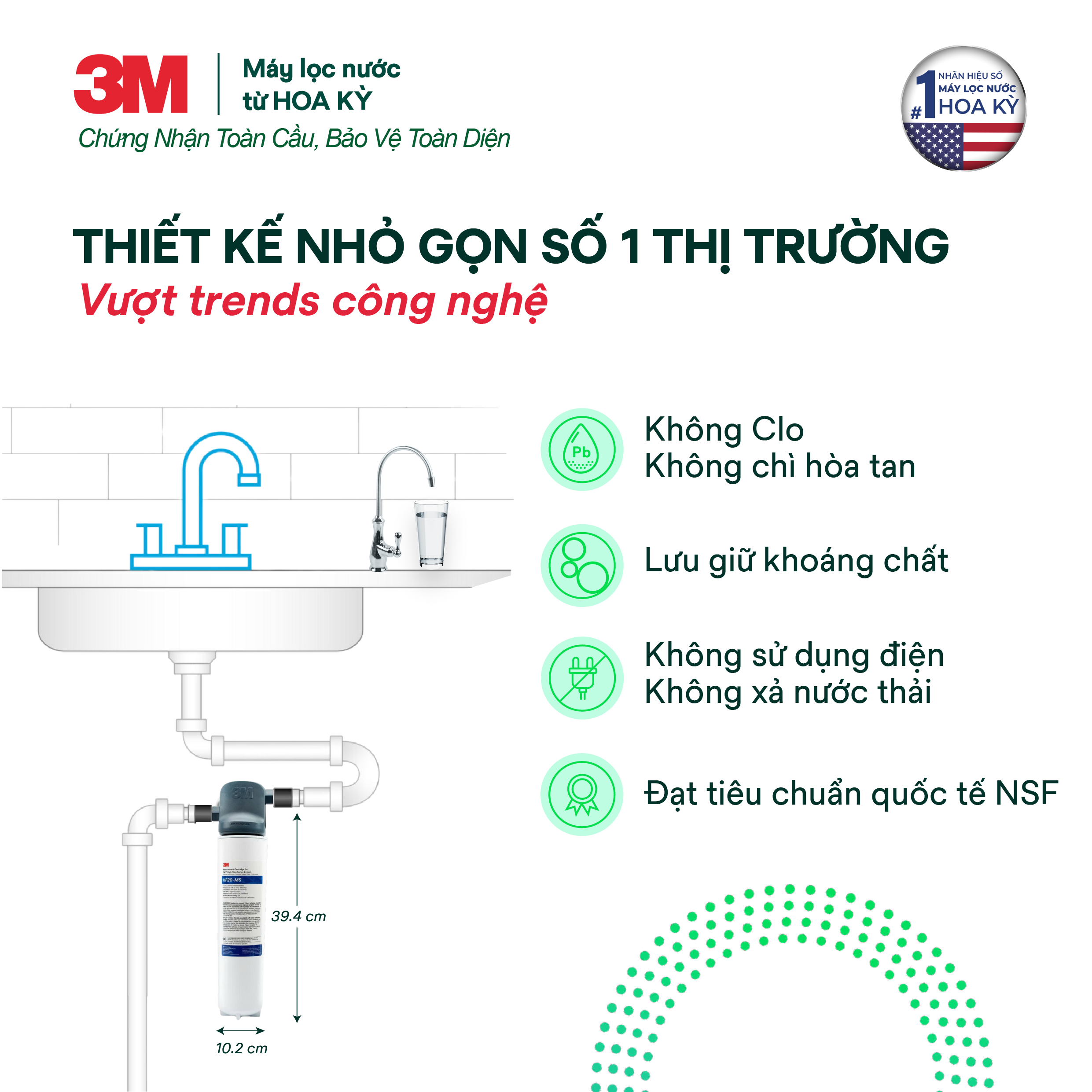 Máy Lọc Nước Lắp Dưới Bồn Rửa 3M BREW120-MS Kèm Vòi 3M