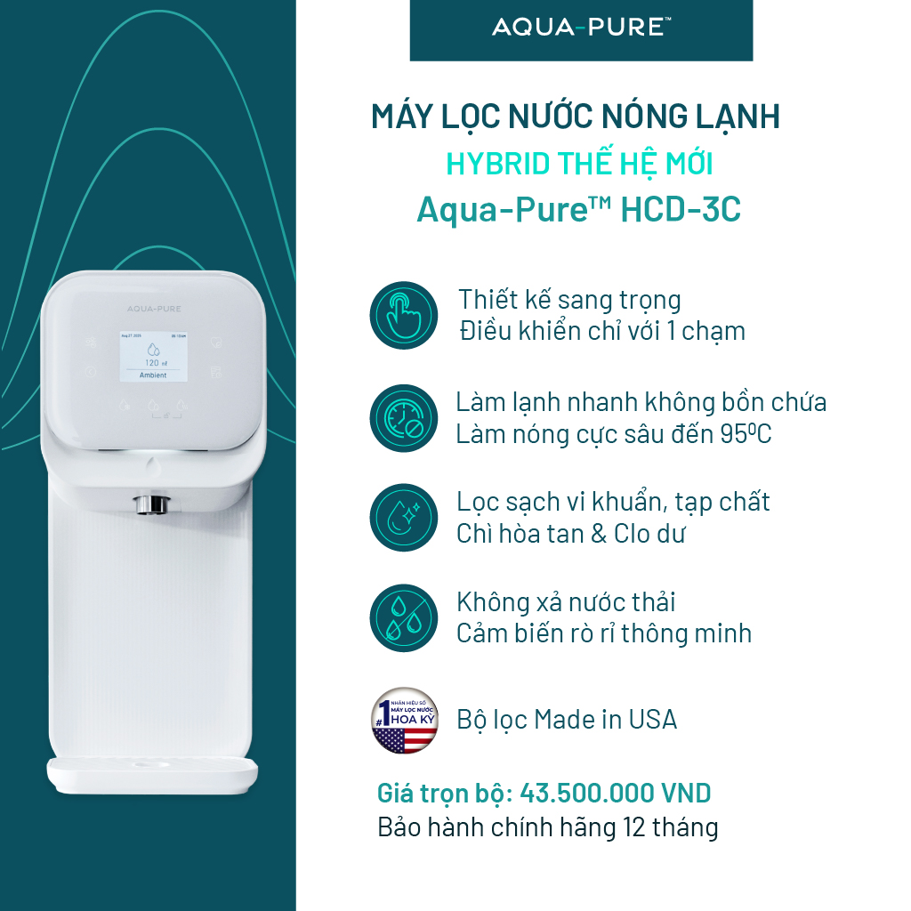 Máy Lọc Nước Nóng Lạnh Để Bàn Cao Cấp Aqua-Pure™ HCD-3C