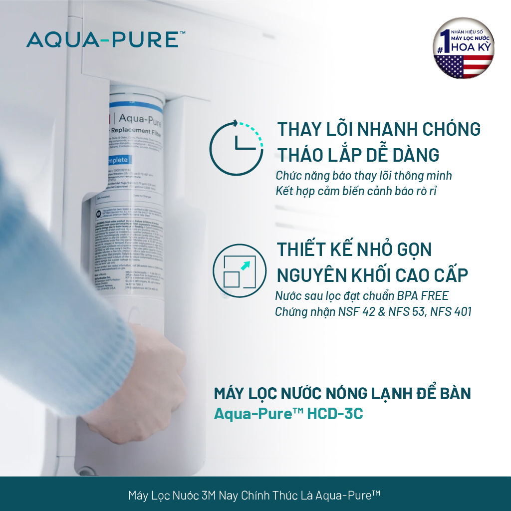 Máy Lọc Nước Nóng Lạnh Để Bàn Cao Cấp Aqua-Pure™ HCD-3C