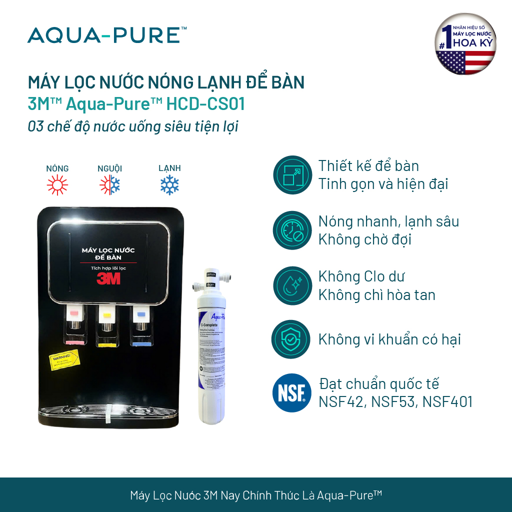 Máy Lọc Nước Nóng Lạnh Để Bàn 3M HCD-CS01
