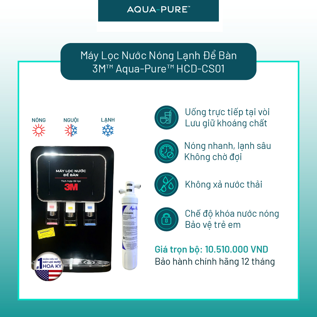 Máy Lọc Nước Nóng Lạnh Để Bàn 3M HCD-CS01