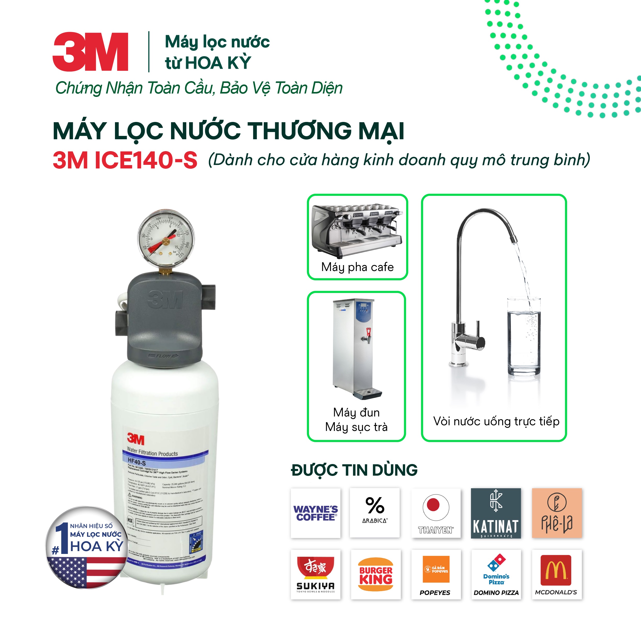 Máy Lọc Nước Công Suất Lớn Dành Cho Nhà Hàng, Quán Cà Phê 3M ICE140-S