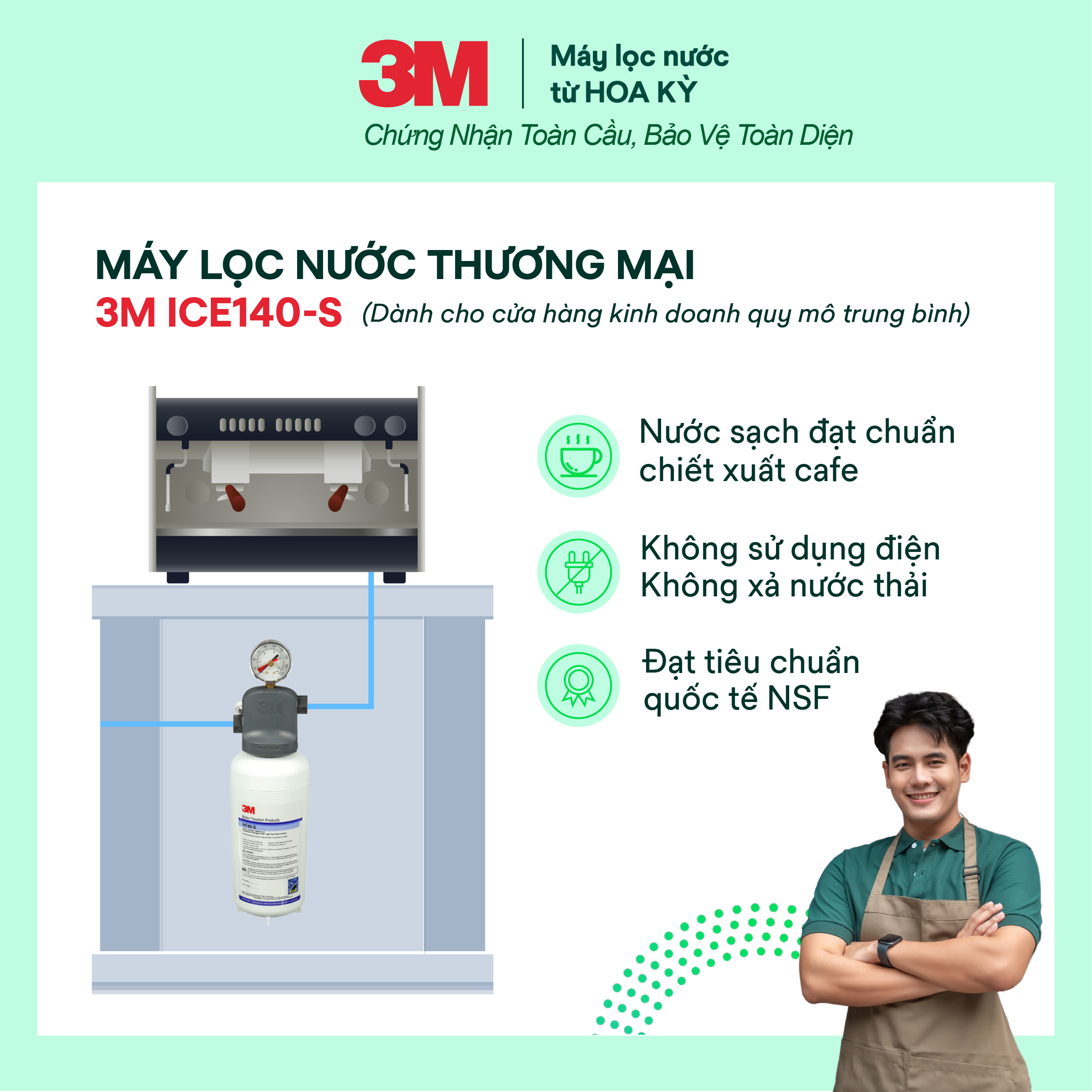 Máy Lọc Nước Công Suất Lớn Dành Cho Nhà Hàng, Quán Cà Phê 3M ICE140-S
