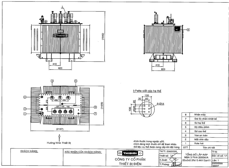 ban ve may bien ap thibidi amorphous 3 pha 2000kva 