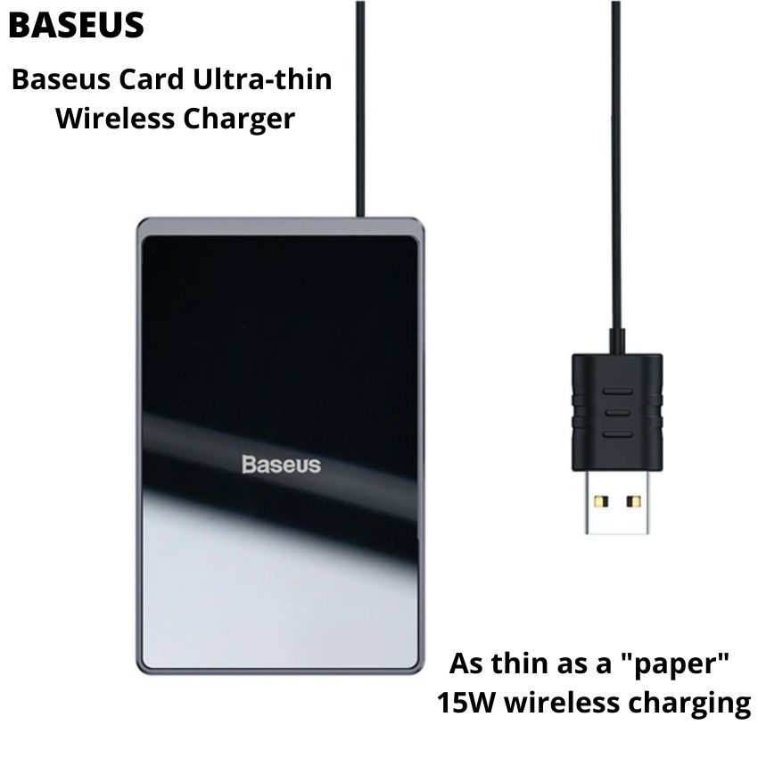 Đế sạc nhanh không dây siêu mỏng Baseus Card Ultra-thin Wireless Charger  (15W,  Portable Card Design, Qi Wireless Quick Charger with USB cable  1M) | BASEUS SAIGON - Đại lý uỷ