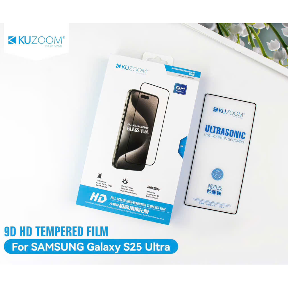 Kính cường lực chống nhìn trộm Kuzoom full màn hình siêu mỏng, cảm ứng vân tay siêu mượt cho các dòng điện thoại Samsung