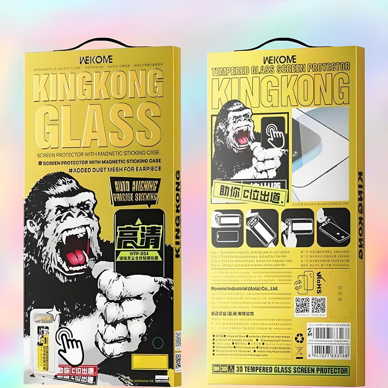 Kính cường lực trong có khung tự dán KING KONG WTP-034 thương hiệu WEKOME cho tất cả các dòng iphone