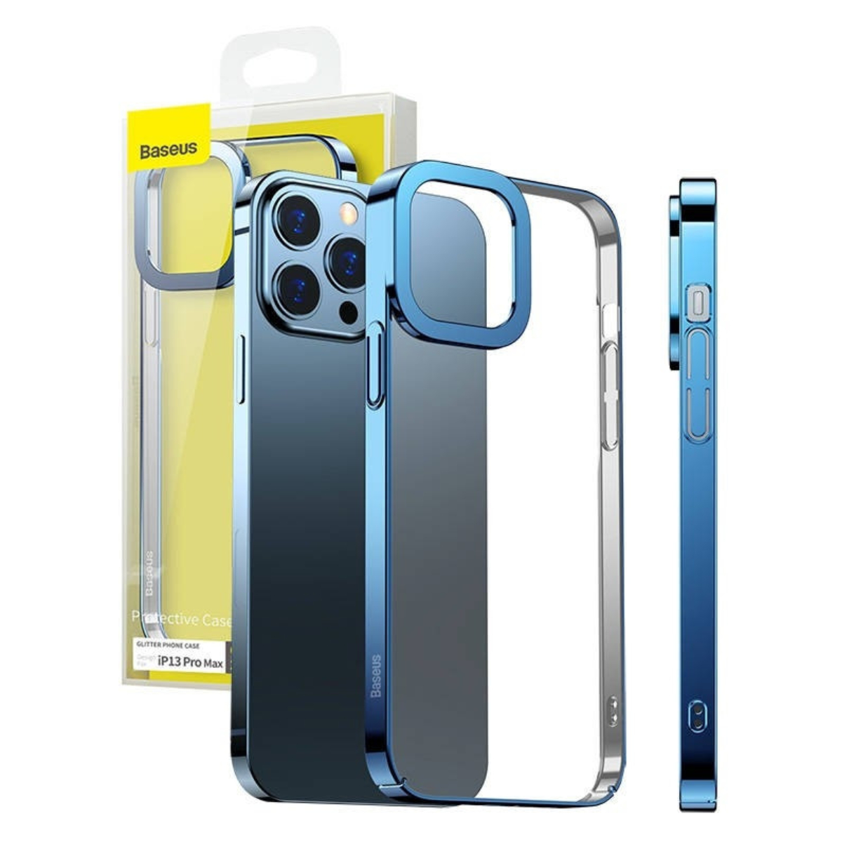 Ốp lưng nhựa cứng trong suốt viền si màu Baseus Glitter Case cho