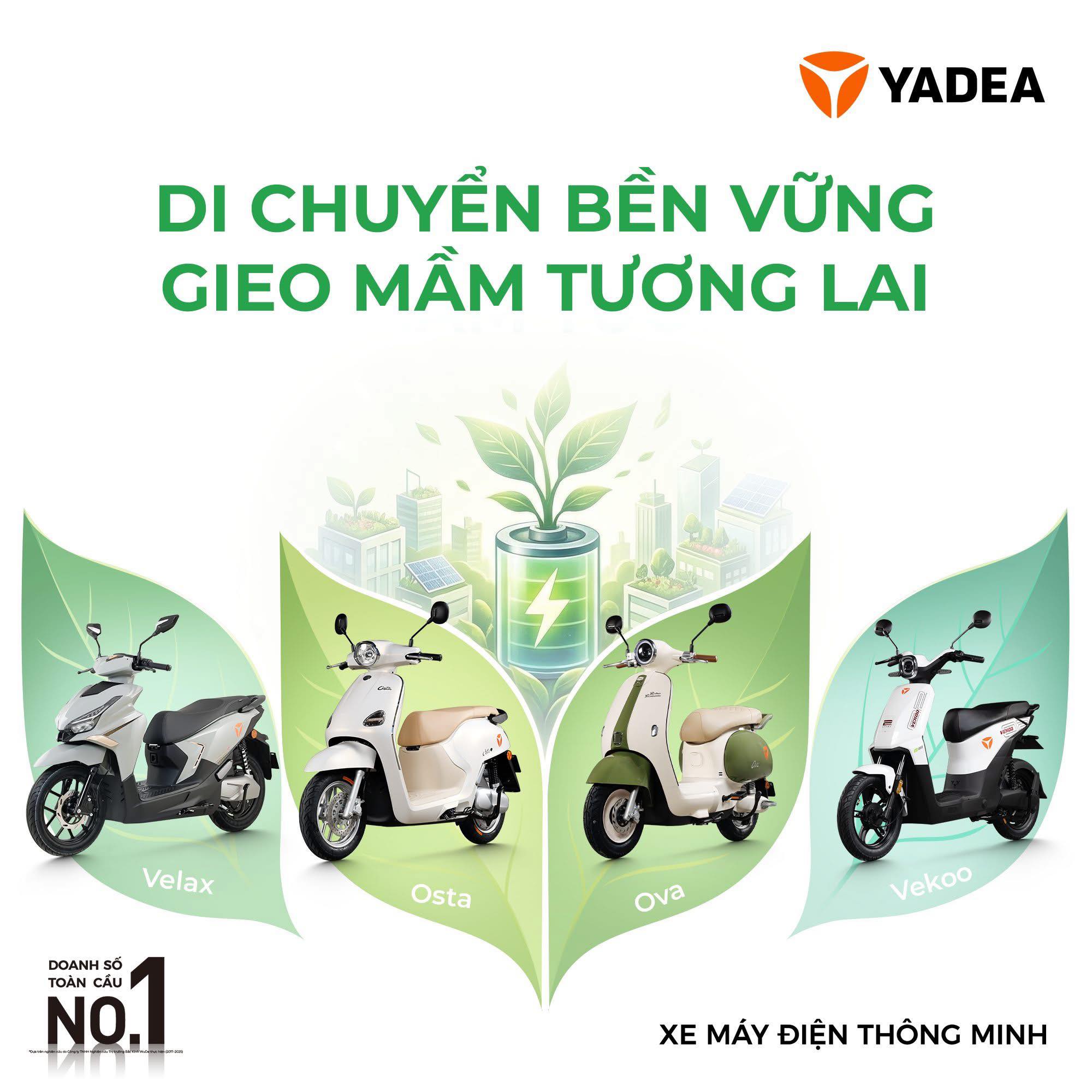 3 Dòng xe điện Yadea – Linh hoạt sạc pin, chinh phục mọi hình trình