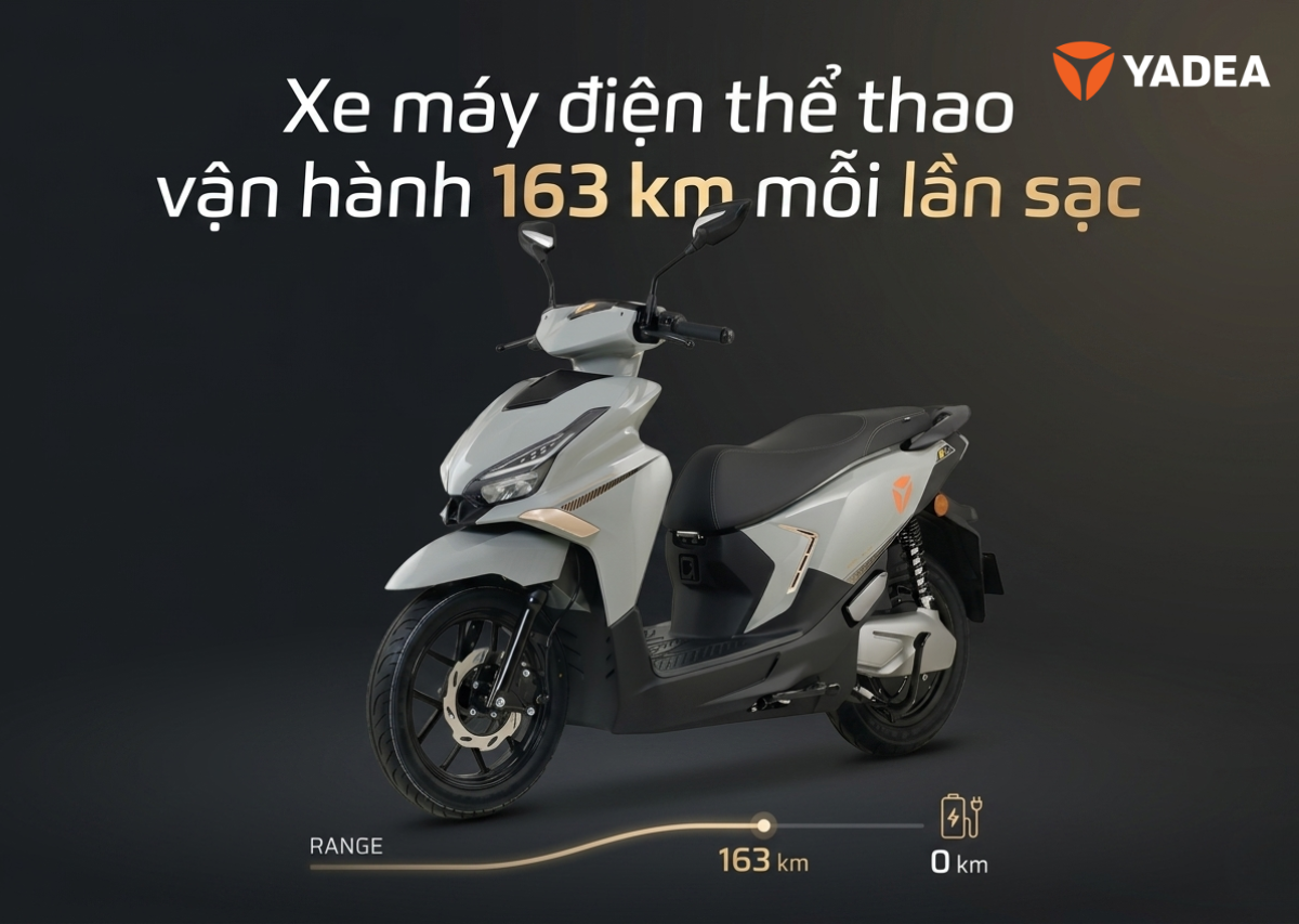 Chi tiết Yadea Velax H Plus: Xe máy điện thể thao vận hành 163 km mỗi lần sạc