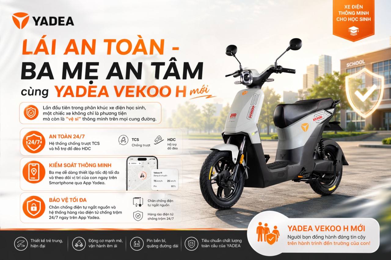 Lái an toàn  cùng Yadea Vekoo H mới