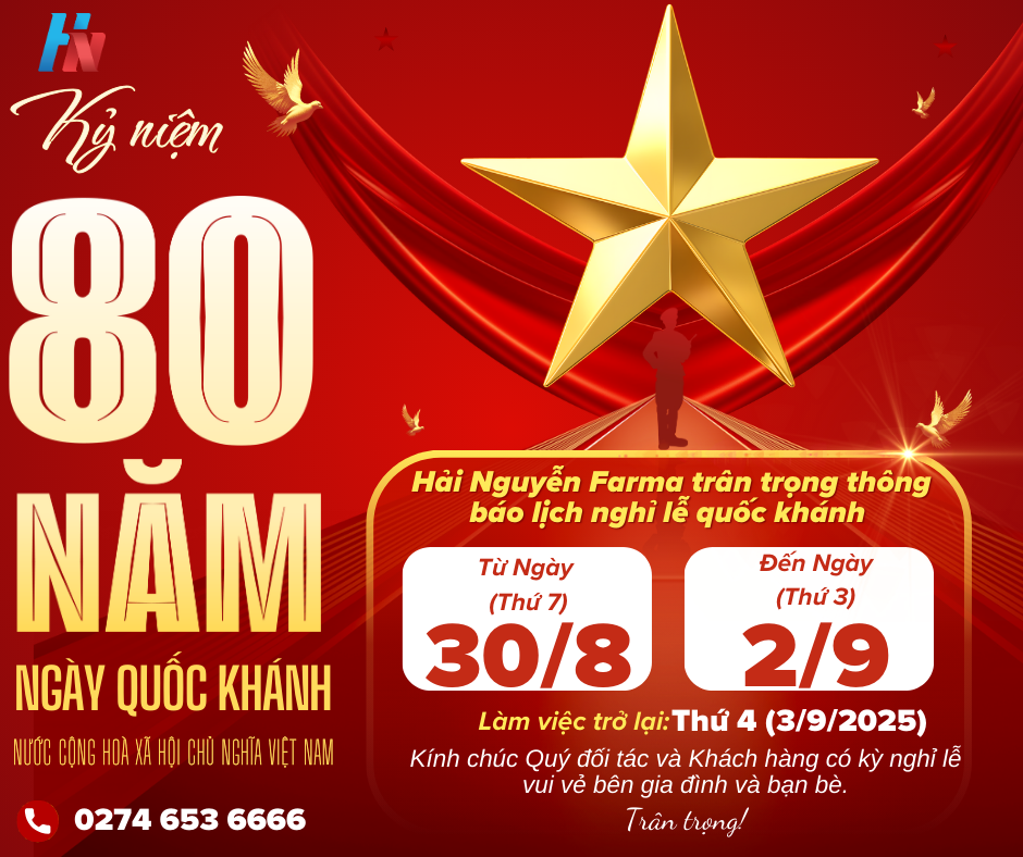 Thông báo lịch nghỉ lễ Quốc khánh 2/9/2025 – Hải Nguyễn Farma