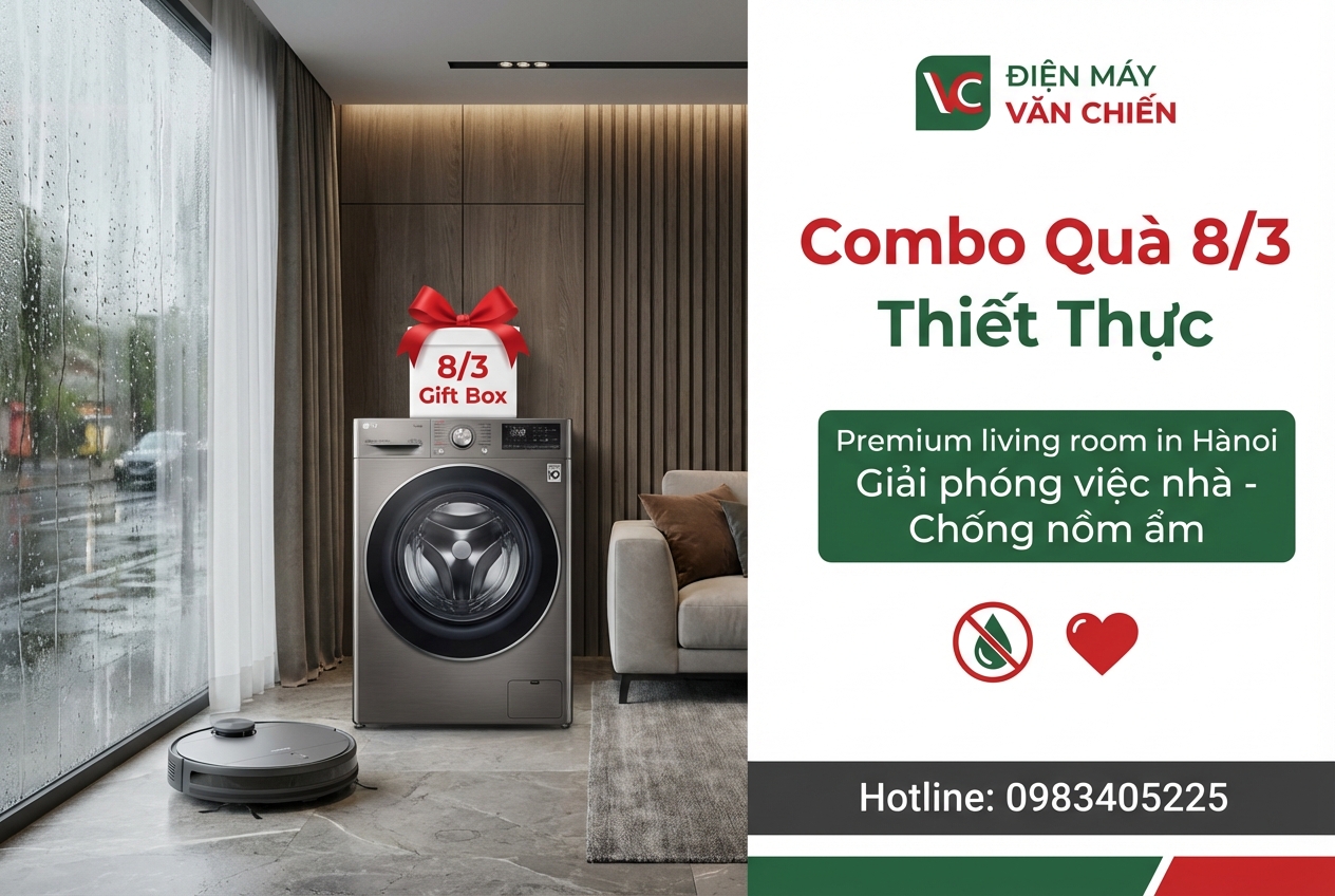 Combo thiết bị giải phóng việc nhà mùa mưa ẩm - Quà 8/3 thiết thực tại Bắc Giang