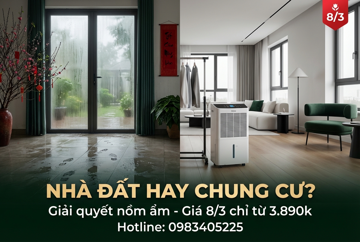 Nhà chung cư hay nhà đất: Có thực sự cần máy hút ẩm mùa nồm Bắc Giang?