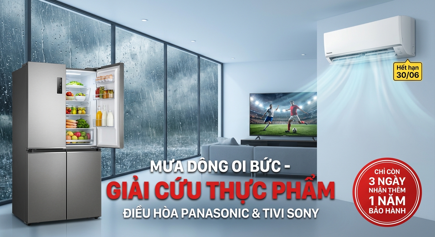 Thời tiết Bắc Giang mưa dông oi bức: Mẹo bảo quản thực phẩm và chọn thiết bị điện máy phù hợp