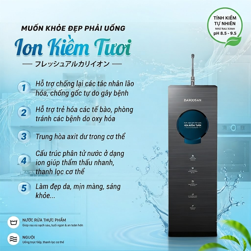 Máy ion kiềm Daikiosan