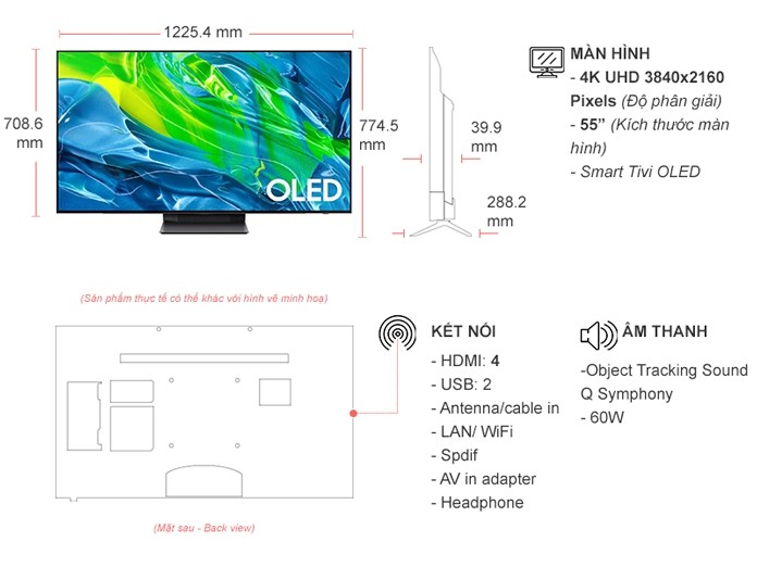 Smart Tivi OLED Samsung 4K 55 inch QA55S95BAKXXV