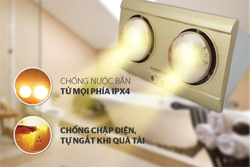 Đèn sưởi nhà tắm Sunhouse SHD3812 - 2 bóng