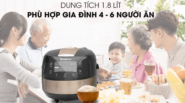 Nồi cơm điện tử Kangaroo 1.8 lít KG18DR8
