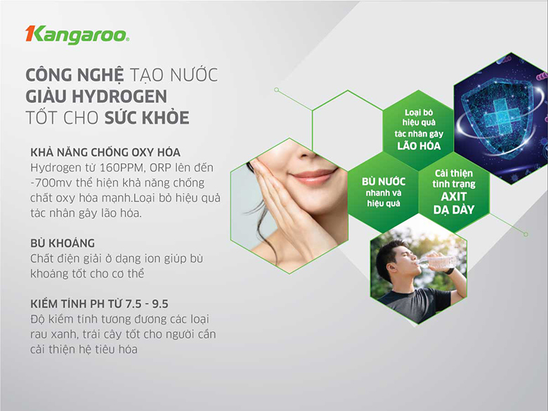 Máy lọc nước Kangaroo Slim Hydrogen tích hợp nóng lạnh KG10A7S