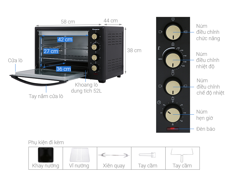 Lò nướng Kangaroo KG5201 52 lít