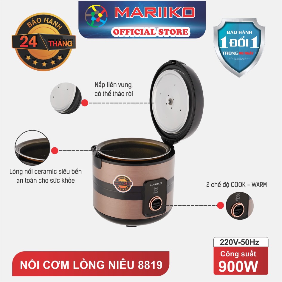 Nồi cơm điện nắp gài Mariiko MR8838