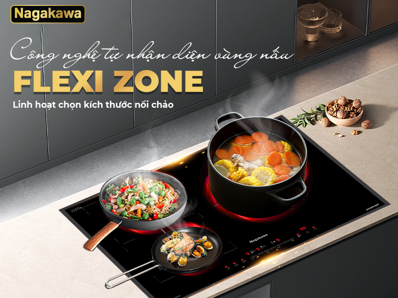 Bếp từ 3 vùng nấu thông minh Nagakawa NK3C05MSF