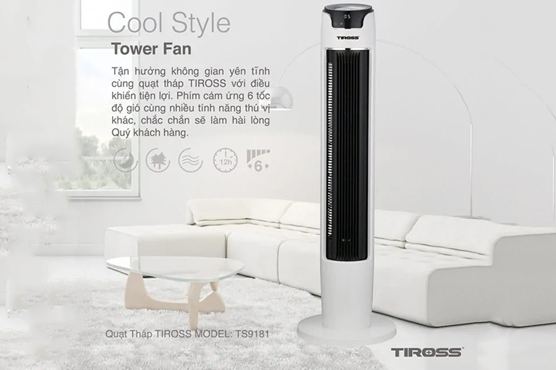 Quạt tháp Tiross có điều khiển TS9181