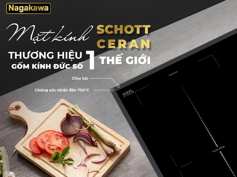 Bếp từ 3 vùng nấu thông minh Nagakawa NK3C05MSF