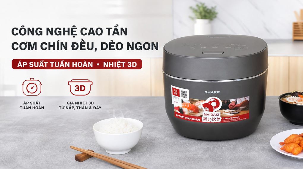 Nồi cơm điện áp suất cao tần Sharp 1.8 lít KS-XW181V-S