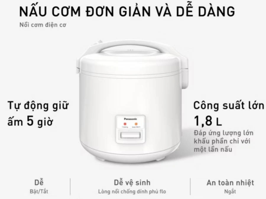 Nồi cơm điện Panasonic 1.8 lít SR-MA181WRA