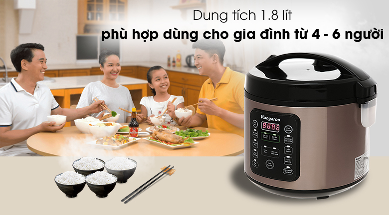 Nồi cơm điện tử Kangaroo 1.8 lít KG18DR6