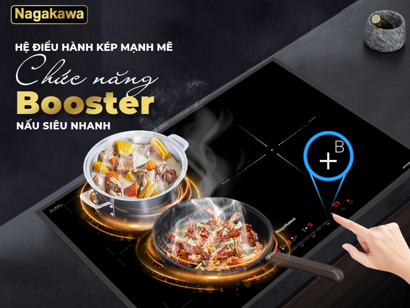 Bếp từ 3 vùng nấu thông minh Nagakawa NK3C05MSF