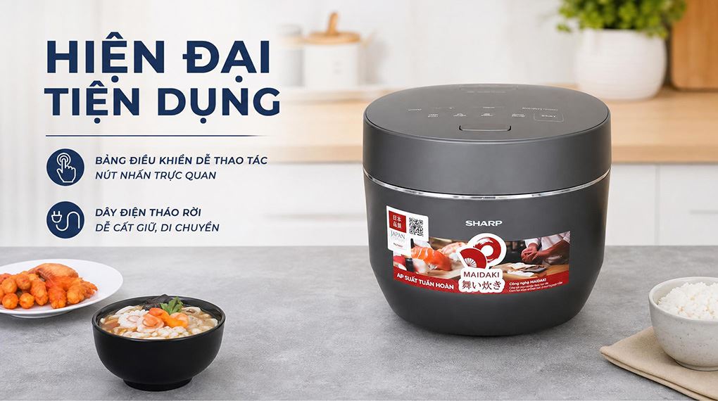 Nồi cơm điện áp suất cao tần Sharp 1.8 lít KS-XW181V-S