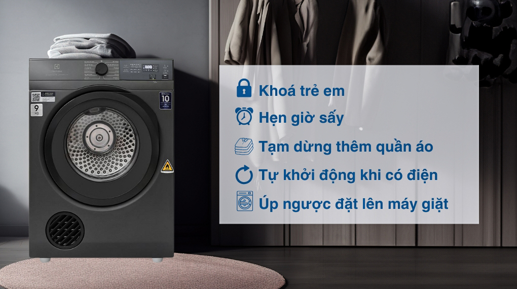 Máy sấy quần áo thông hơi Electrolux 9 kg EDV904N3SC