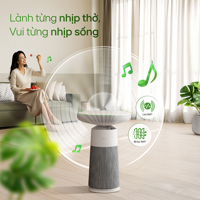 Máy lọc không khí kết hợp Loa LG PuriCare Aero Speaker 46W AS20GSHU0