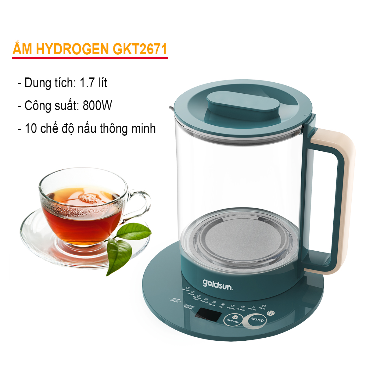Ấm Siêu Tốc đun nước tạo Hydrogen Goldsun GKT2671
