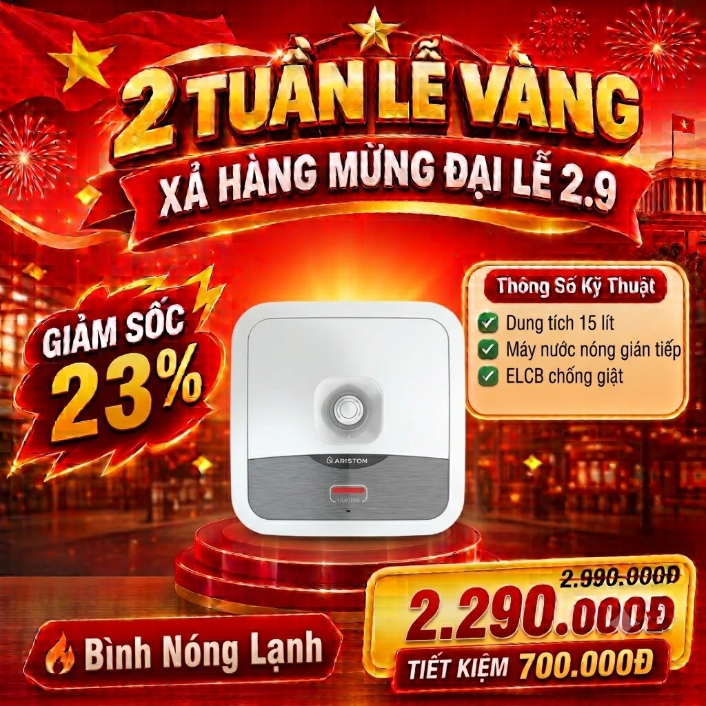 Máy nước nóng gián tiếp Ariston 15 Lít AN2-15RAG+