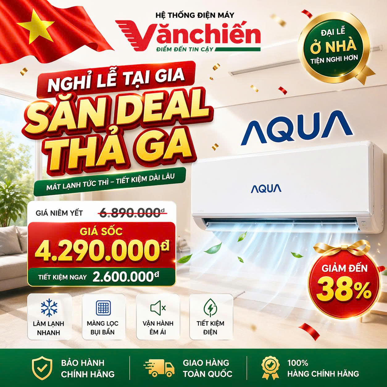 Điều hòa Aqua 1 chiều 9.000btu AQA-R10PC