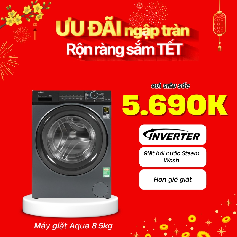 Máy giặt Aqua Inverter 8.5 kg AQD-A852J.BK