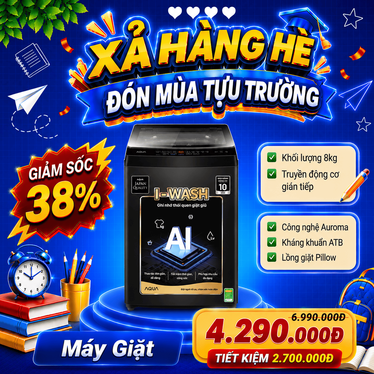 Máy giặt Aqua 8 kg AWM8-316K(B)