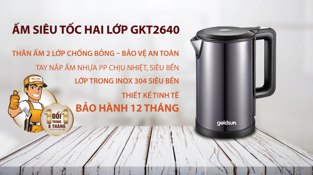 Ấm siêu tốc 2 lớp GKT2640