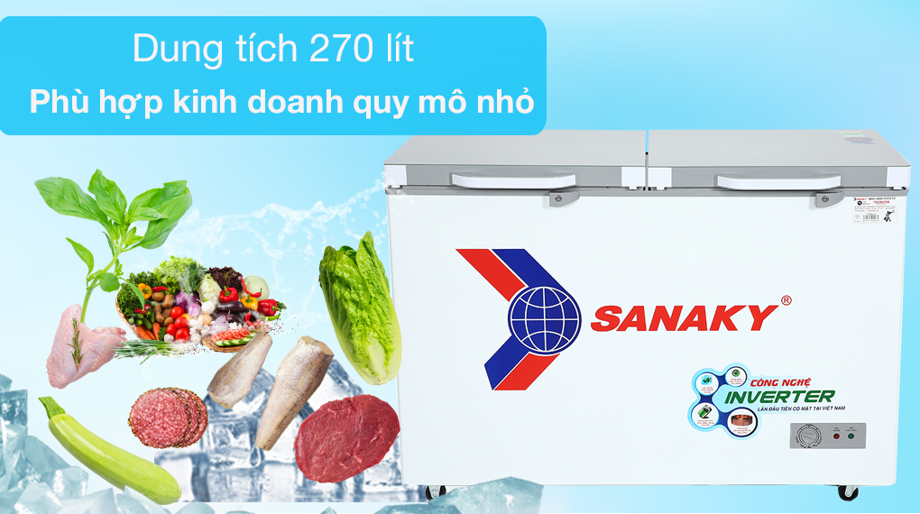 Tủ đông Sanaky Inverter 270 lít VH3699A4K
