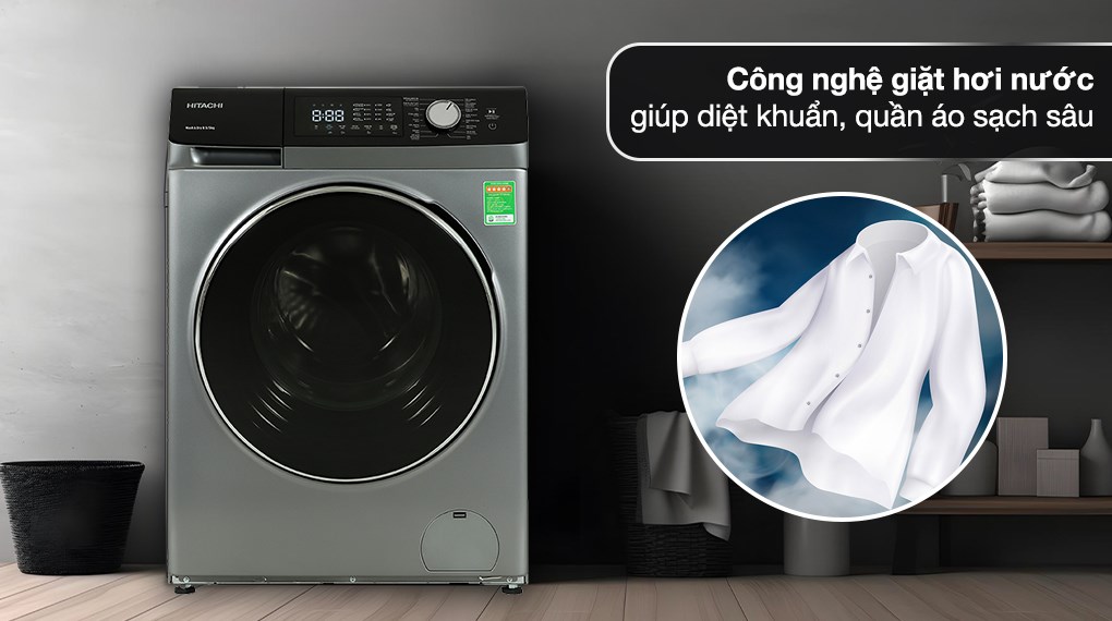 Máy giặt sấy Hitachi Inverter giặt 8.5 kg - sấy 5 kg BD-D852HVOSDG